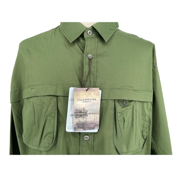 CLEARWATER OUTFITTERS Anglers Long Sleeve Fishing Shirt In Green- Size XXL- NWT - Picture 1 of 8
